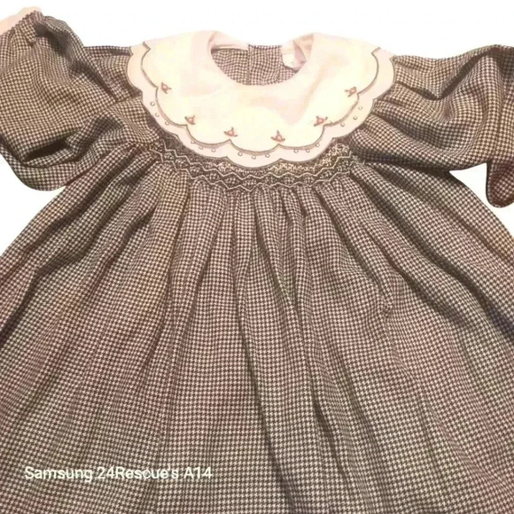 Sophie Dess 24 MO Girls Christmas Dinner Dress Smocked Gingham Double Collar - Picture 1 of 8